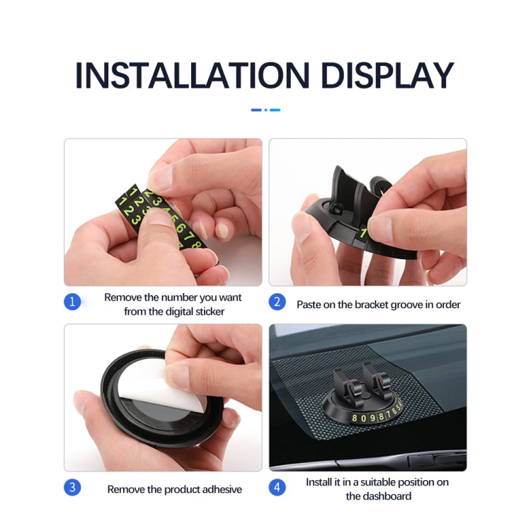 Hands installing numbered dial sticker on a black car phone holder bracket