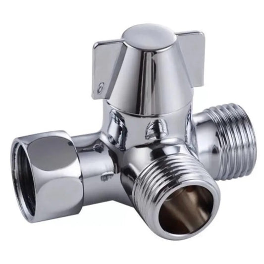 Double Handle Brass 3 Way Shower Arm Diverter Valve Hand Held Showerhead Shower Splitter, Brass