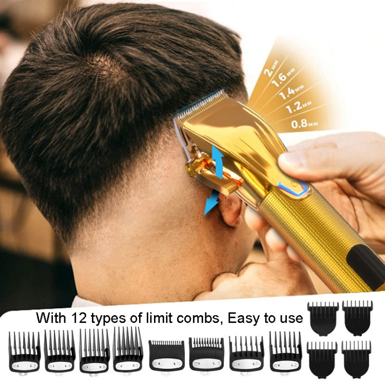 Gold electric hair clipper with multiple limit combs for trimming