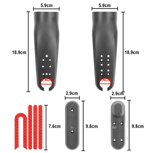 For Xiaomi M365 / PRO / 1S Skateboard Accessories Front Fork Plastic Protection Cover Reflecting Bar Set