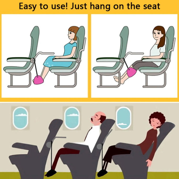 Travel foot rest hammock hung from chair seat for leg support while seated