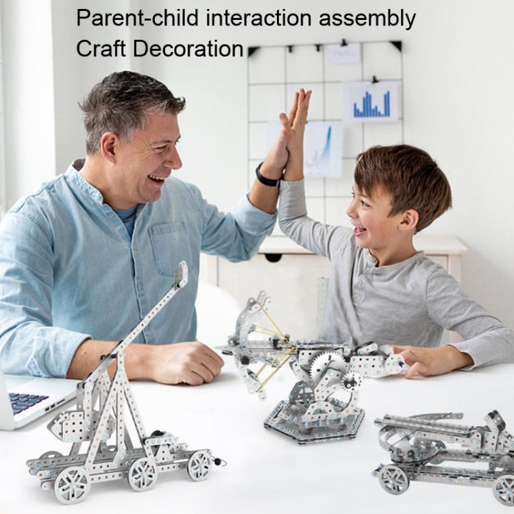 Parent and child assembling metal gear building block stone-throwing machine, light gray