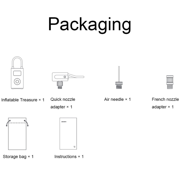Air pump accessory set: storage bag, nozzles, needle, and quick adapter