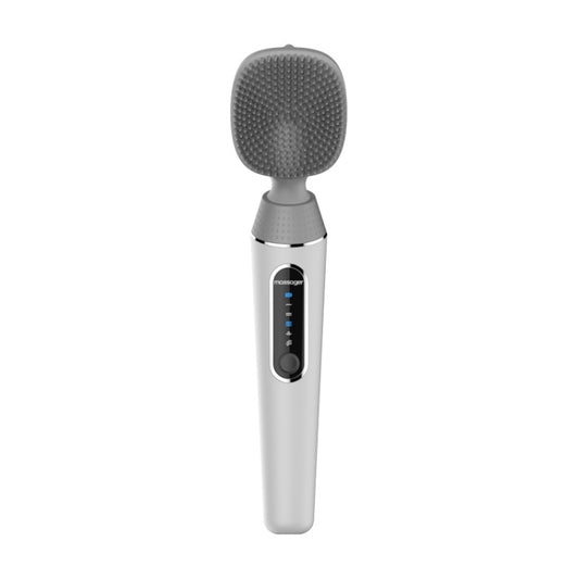 White electric bath brush with silicone vibration back scrub head and long handle