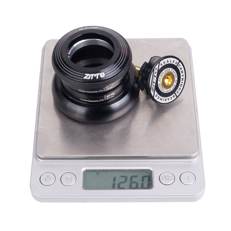 Black ZTTO bicycle headset with top cap and gold adjust screw