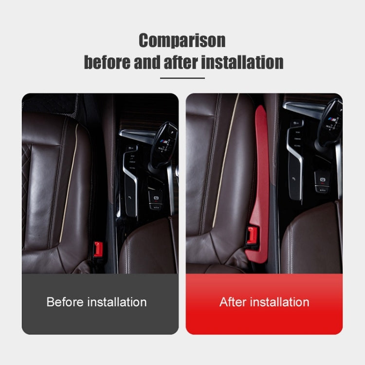 Car seat gap plug before-and-after installation showing installed fit