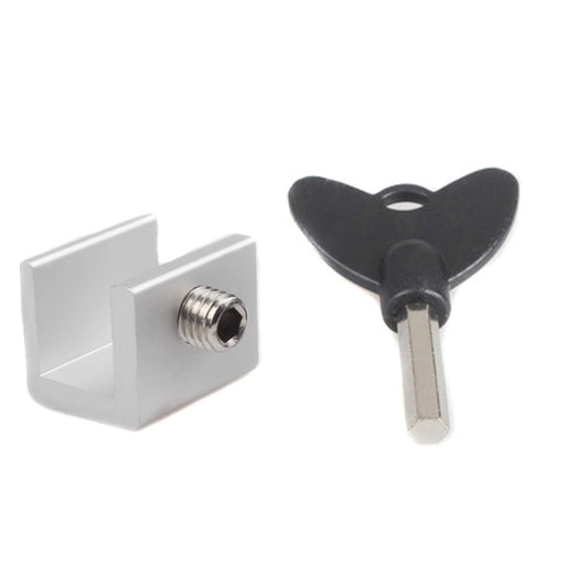 Child safety sliding door window latch with key, white metal cover and black key head