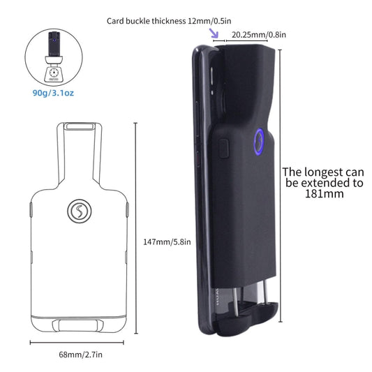 HC101D 2D Bluetooth Barcode Scanner Wireless Back Clip Phone Barcode Reader, 2D Middle, 2D Side