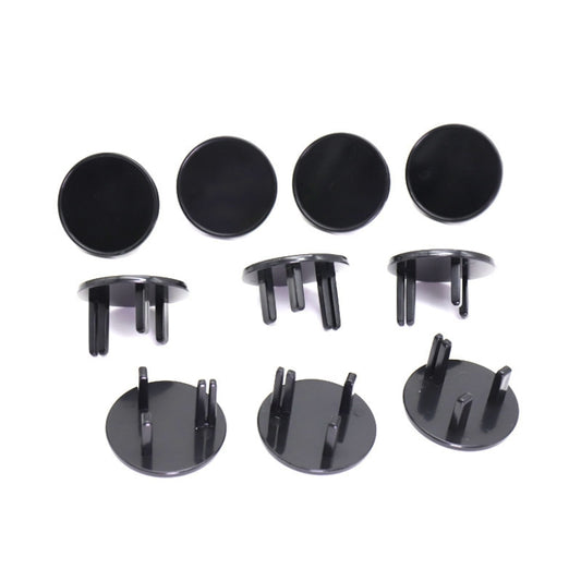 Assorted black round socket protection covers with three-prong inserts, set of 6
