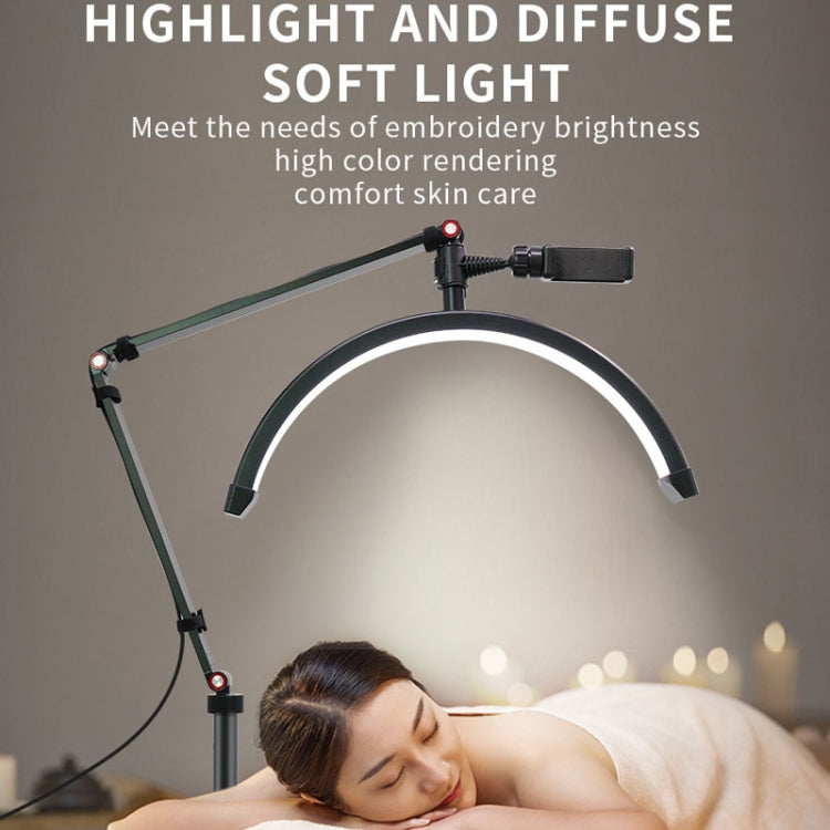 Half-moon LED beauty lamp with highlight and diffuse soft light ring