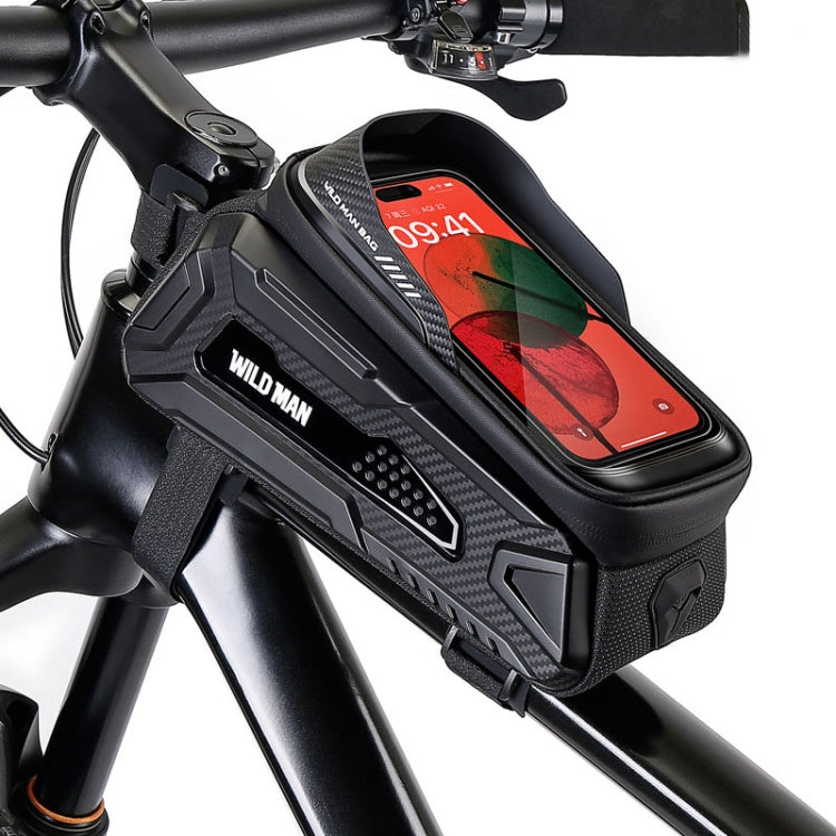 Hard shell mountain bike front beam bag with TPU touch screen, black