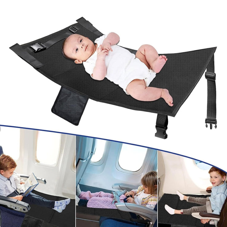 Black kids airplane seat extender cushion with adjustable side straps and belt