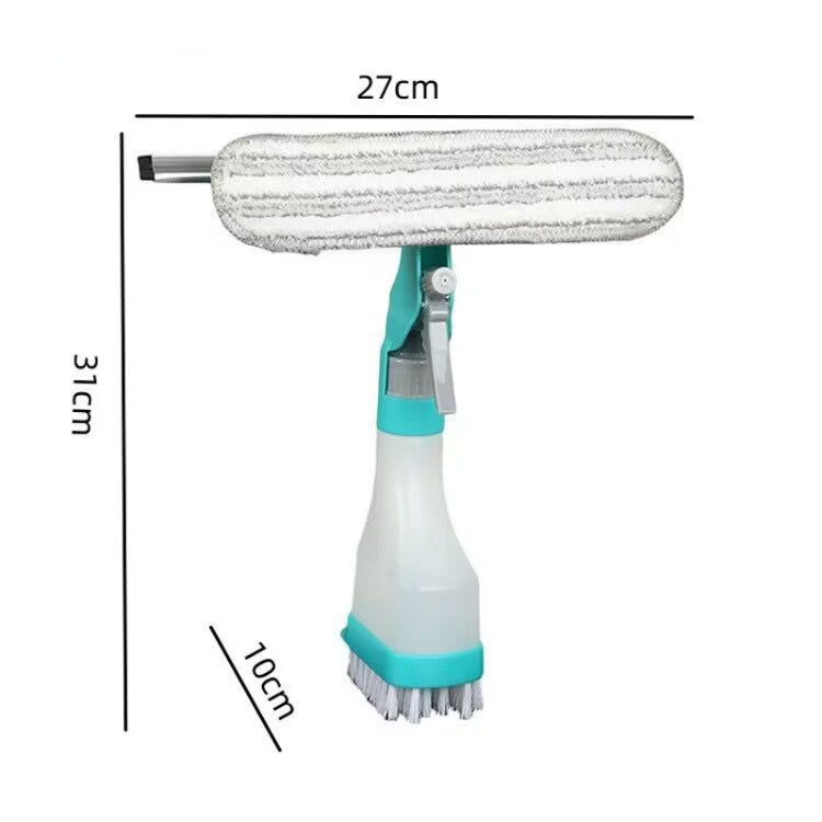 4-in-1 glass wiper squeegee and spray bottle dimensions, teal and white