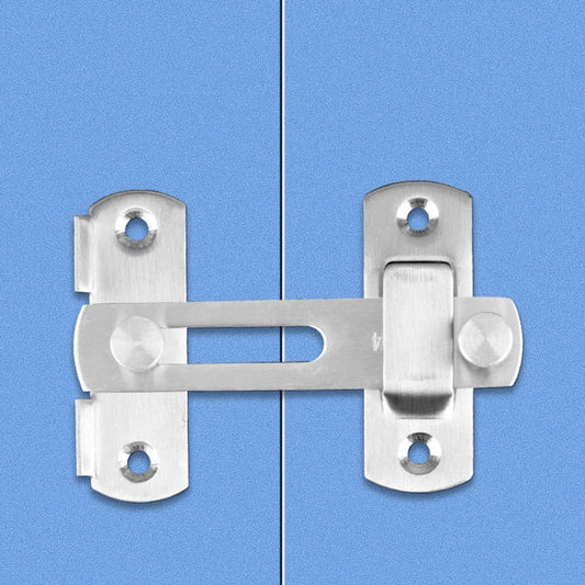 Stainless steel barn door lock hook latch with two base plates and bolt opening