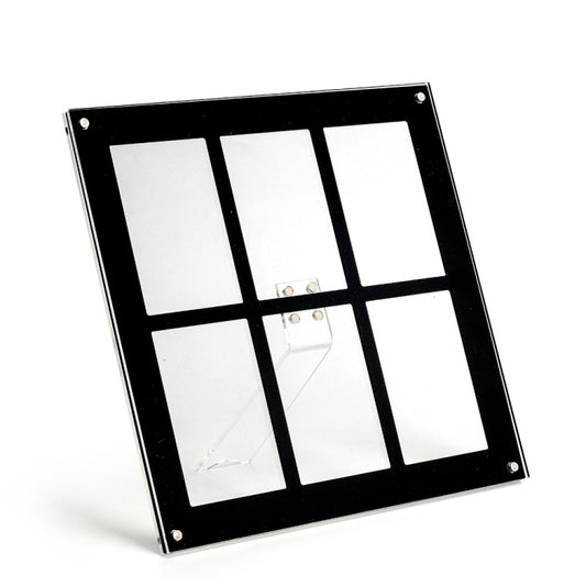 Six Palace Grid Color 3 Inch Three-Dimensional Magnet Photo Frame For Polaroids, Black, White, Fantasy, Mirror