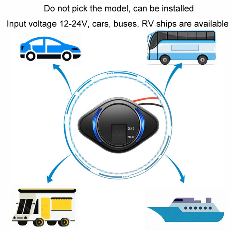 2 in 1 Car Modification Fast Charging USB-C Car Charger, UCC-320 QC3.0+PD