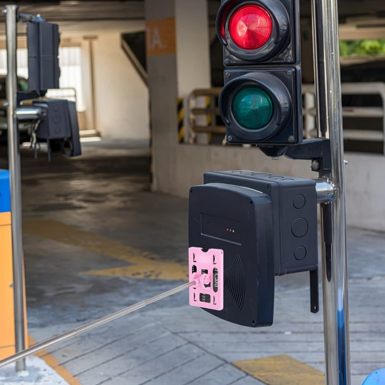 Parking extension pole with control box and red/green warning lights, dark gray