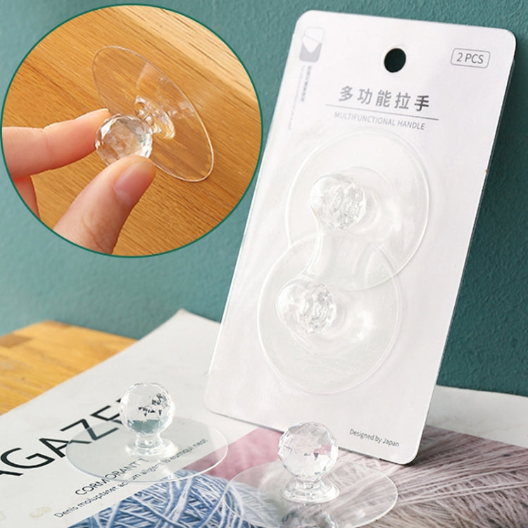 2-pack clear acrylic suction cup drawer handles in retail package