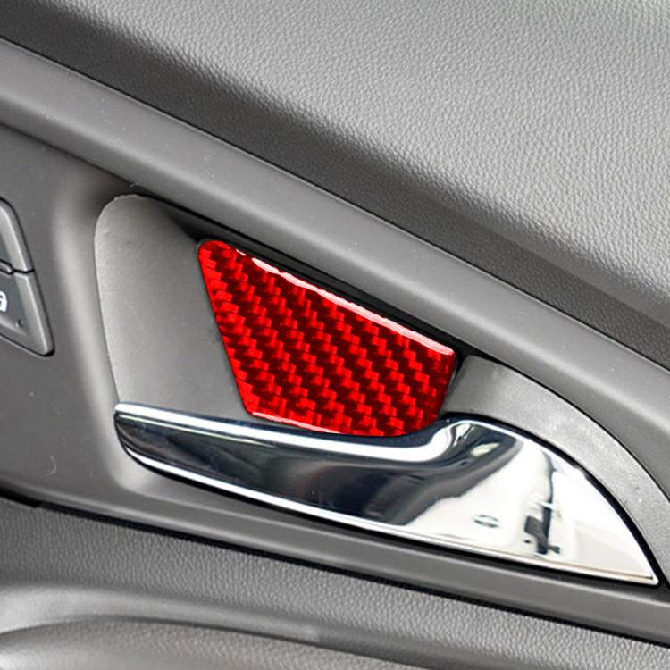 Red carbon-fiber look inner door bowl sticker on car door handle