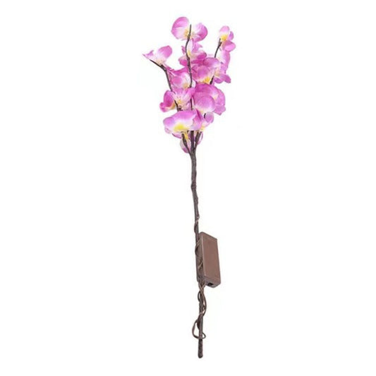 Purple butterfly orchid flower branch lamp with warm LED lights and cord control box