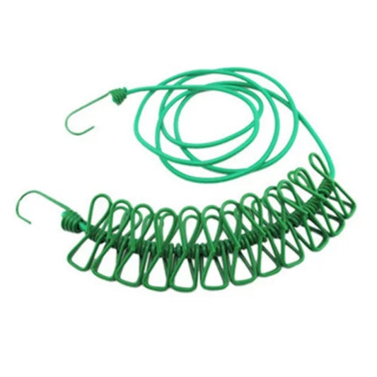 Outdoor Travel Retractable Windproof Clothesline with 12 Clips