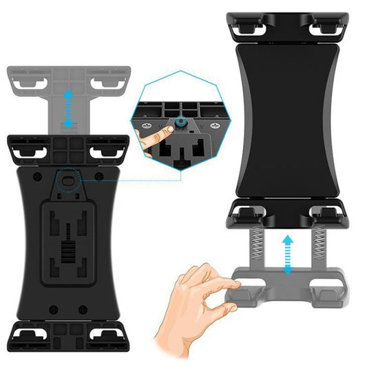 Universal bicycle handlebar tablet holder with removable clamp pads and base