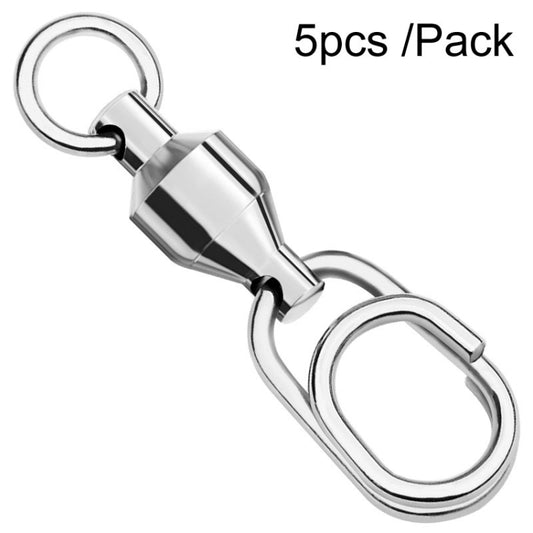 Polished stainless steel fishing swivel connector with oval ring and split ring