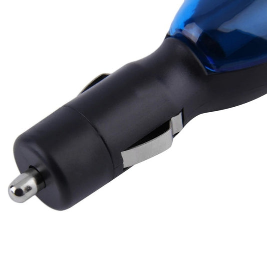 Portable car fuel saver plug, black body with metal prong connector and blue cap
