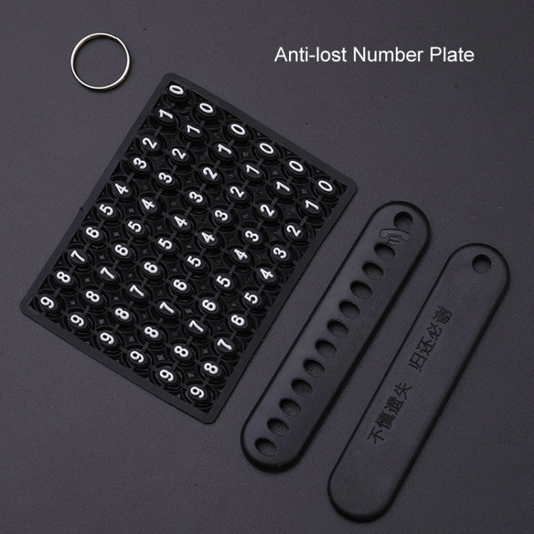 Kia anti-lost number plate keychain set with black plate and key ring