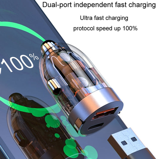 Vehicle Mini Invisible Dual-Port Charger Car Cigarette Lighter, 120W