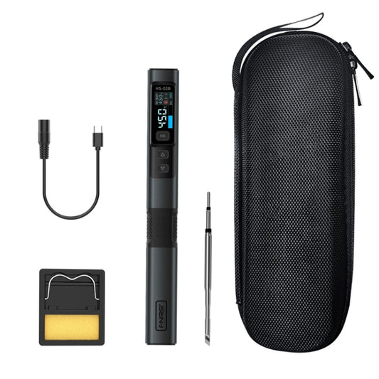 Portable constant temperature soldering iron set with single tip and black zip case