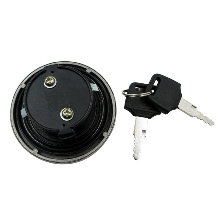 Round fuel tank cap lock with two keys and black key cover
