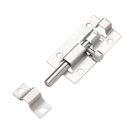 Stainless steel door latch bolt lock with plates and sliding latch bar