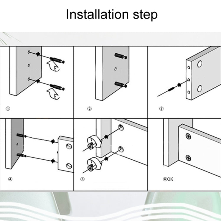 Installation step diagram for furniture screw connector fasteners and screw placement