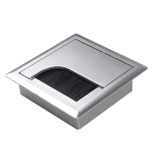 ABS Table Rectangle Wire Hole Cover Outlet Port With Brush PC Desk Cable Organizer, 80x80mm Black, 80x80mm Silver, 80x160mm Black, 80x160mm Silver, 80x160mm White, 100x200mm Silver