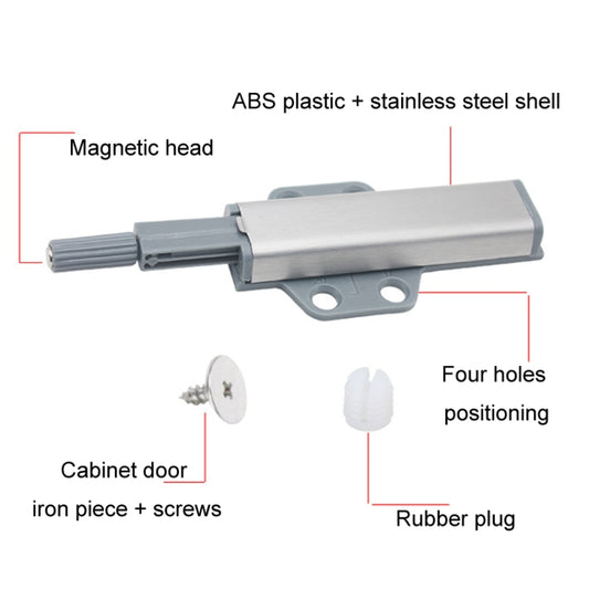 Magnetic latch with ABS body and stainless steel shell, mounting plate and rubber plug