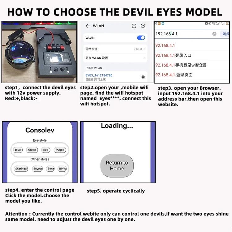 3-inch Car Motorcycle LED Demon Eye Light Modification, For One