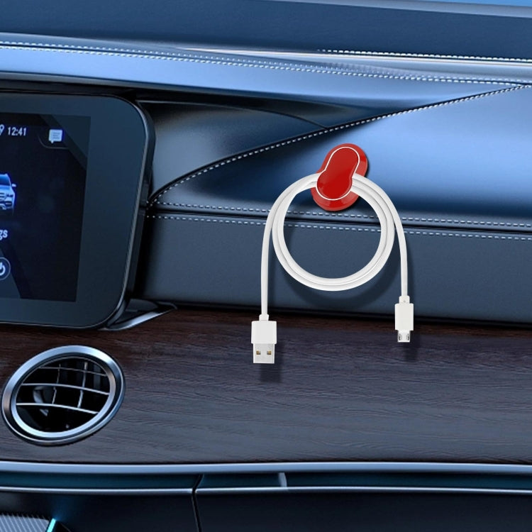 Car seat back sundries hook with red top and white mounting cords