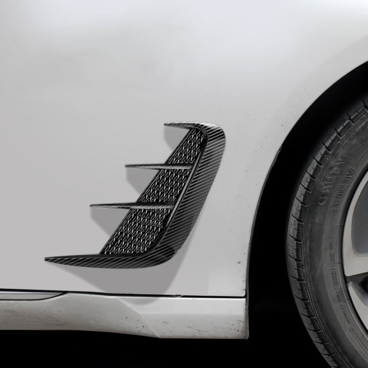 Installed car fender vent grille sticker, carbon fiber style diamond mesh with fins