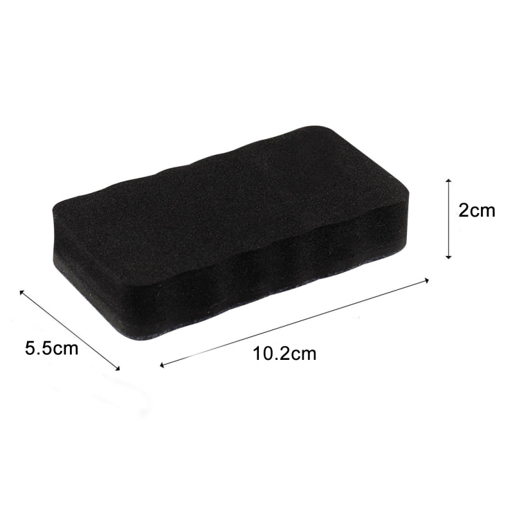 Black rectangular magnetic felt eraser, wave edge, size 10.2x5.5x2cm.
