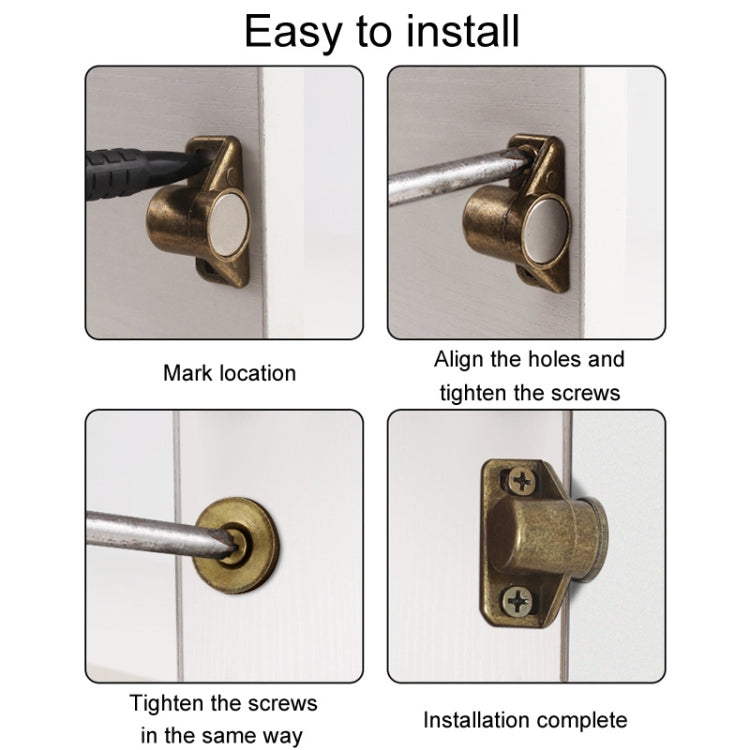 Magnetic cabinet door suction bumper buckles with round bases in multiple finishes