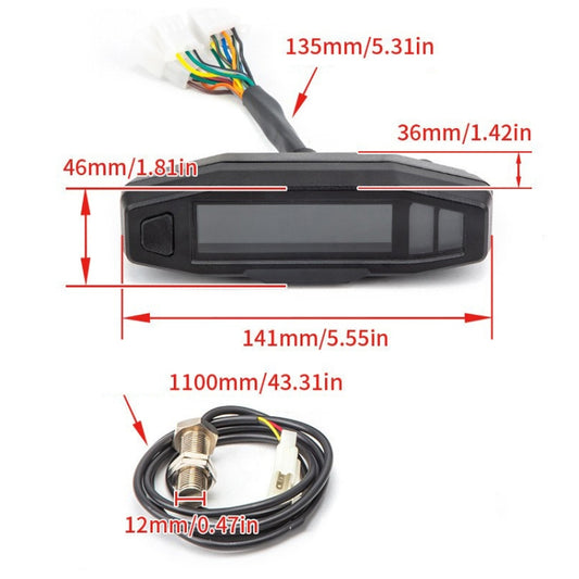 Motorcycle HD LCD Fuel Level Speed Electronic Instrument