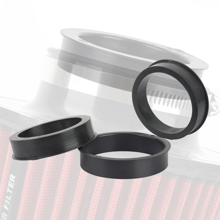 Black rubber reducer rings with air filter housing openings and adapter fit