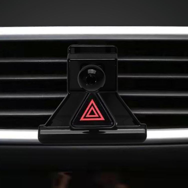 Black dash mount holder base with triangular warning emblem for navigation bracket