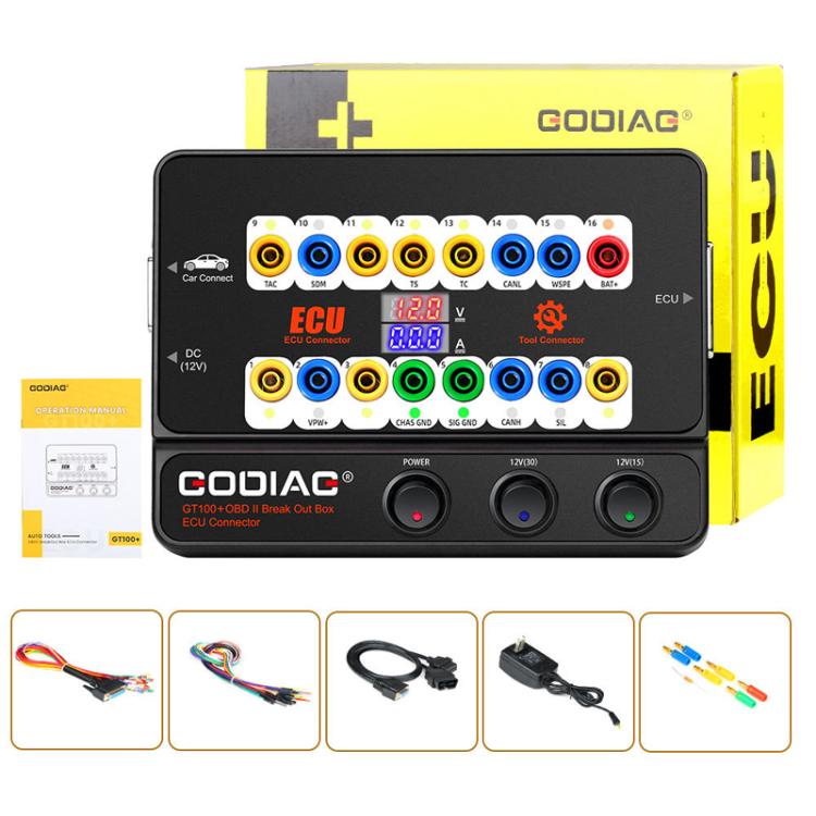 OBDII breakout box kit with main unit and included cables/connectors