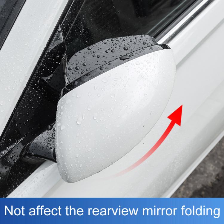 Rearview mirror rain shield cover with water droplets; designed to not affect mirror folding