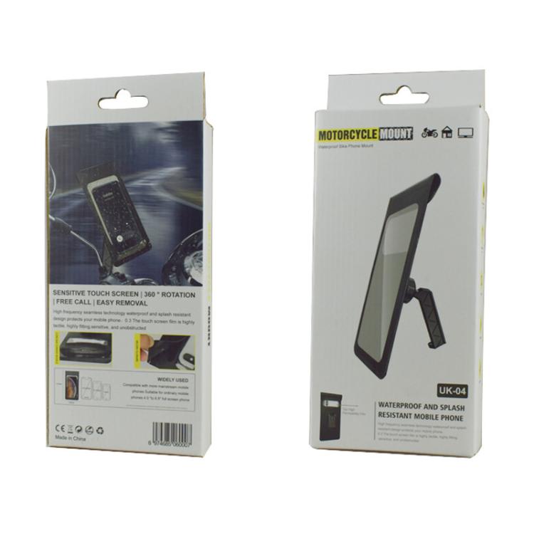 Waterproof phone holder mount stand retail box packaging, black and gray