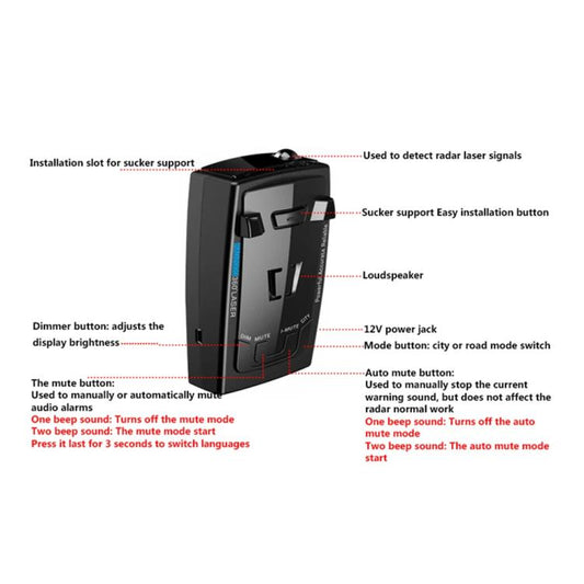 RAD2000 Car Lidar Speed Detector Car Electronic Dog, Support English/Russian, RAD2000