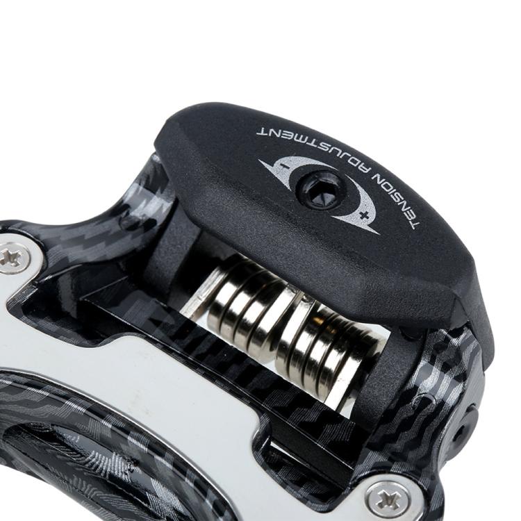 Close-up of self-locking road bike pedal mechanism with spring-loaded inner parts