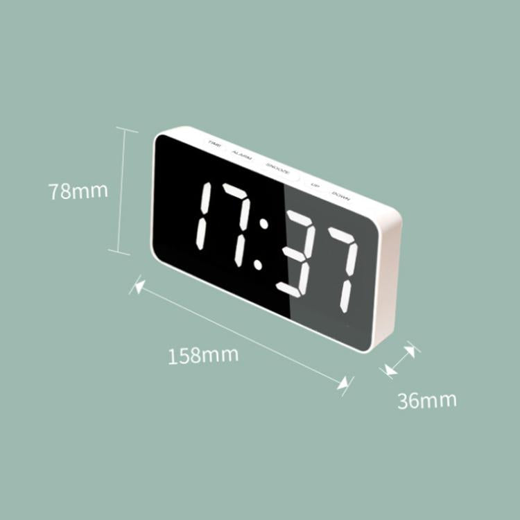 Black LED digital clock with bright time display and white side casing